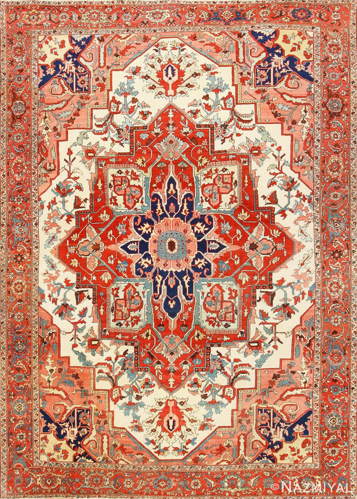 Large Antique Persian Heriz Serapi Rug 48645 Nazmiyal