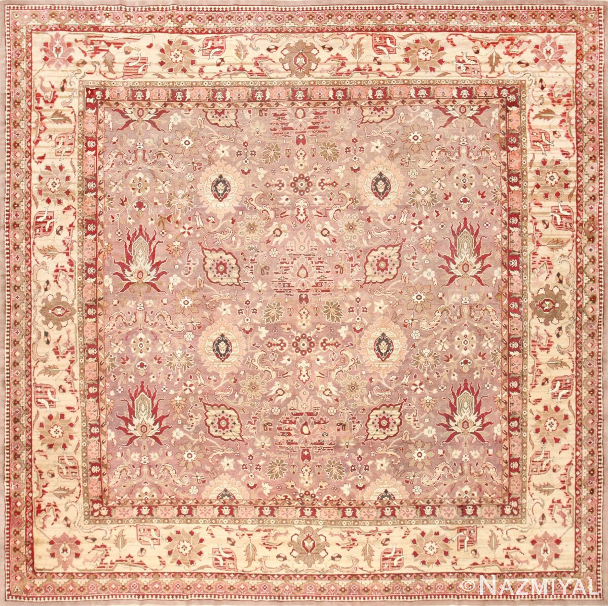 Large Square Antique Indian Agra Rug 46911 Nazmiyal