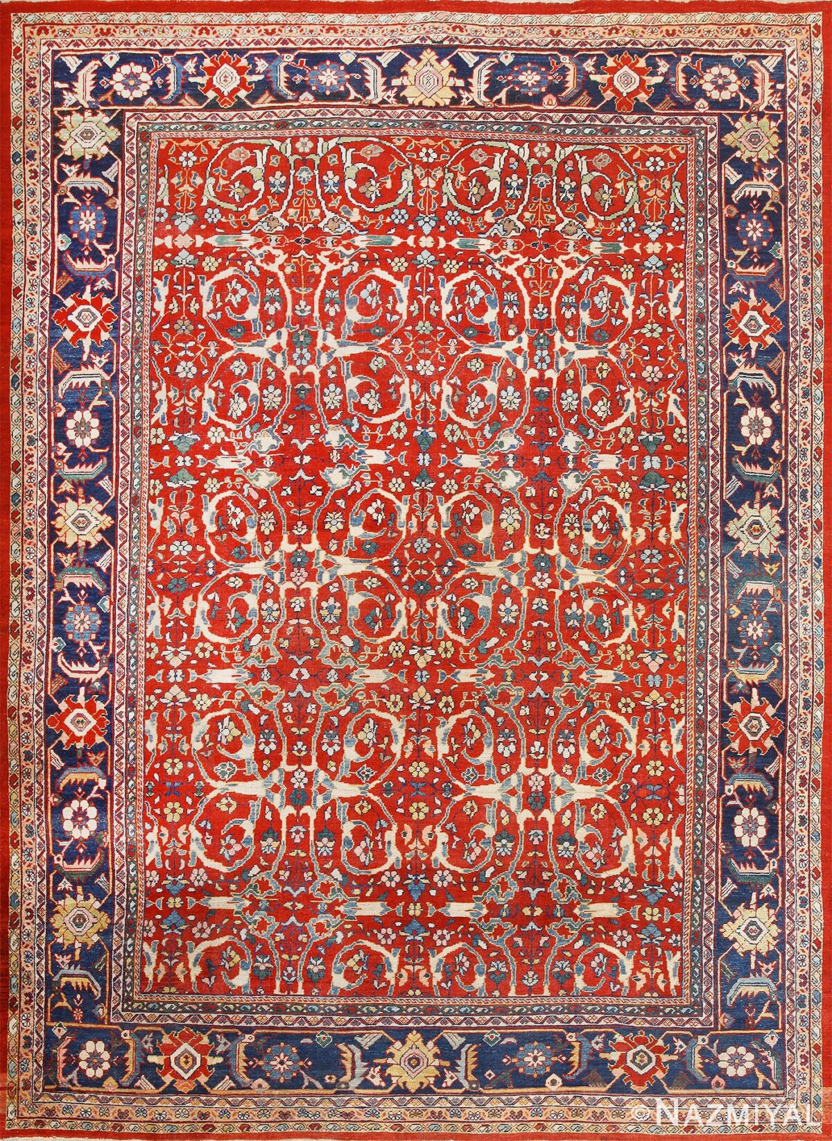 Red Antique Persian Mahal Sultanabad Rug 50442 Nazmiyal