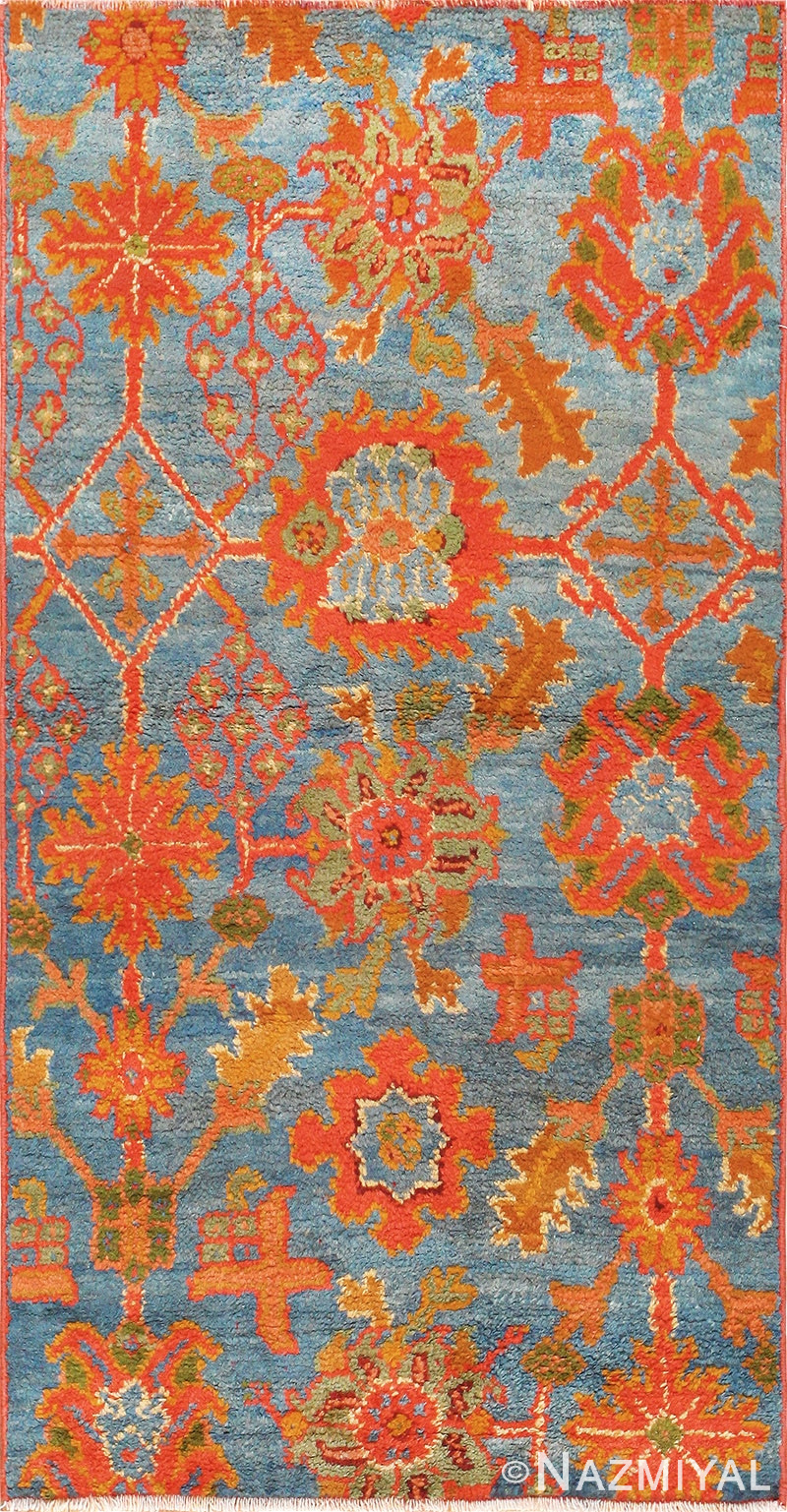 Scatter Size Light Blue Antique Oushak Rug 47627 Nazmiyal