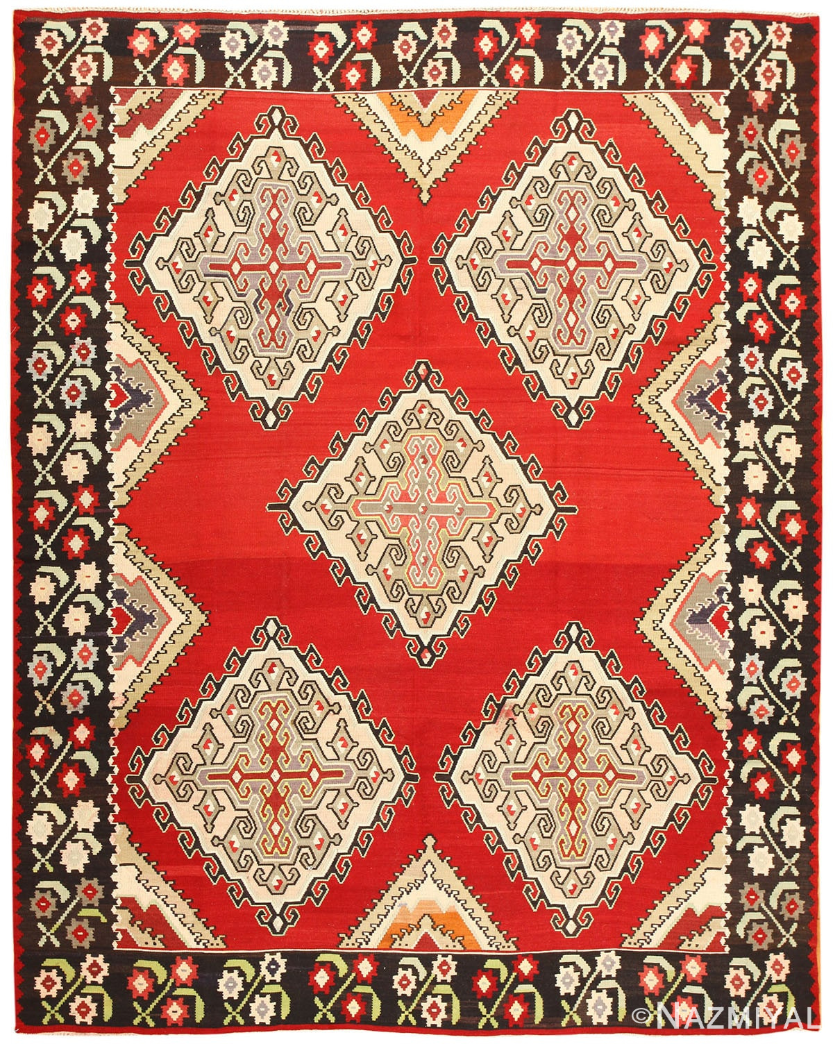 Vintage Turkish Kilim Rug 50381 Detail/Large View