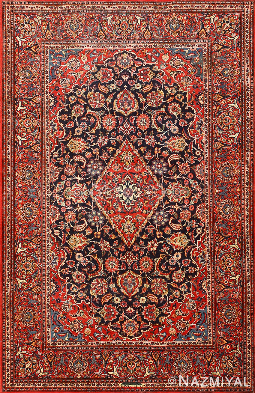 Vivid Antique Persian Kashan Rug 50413 Nazmiyal