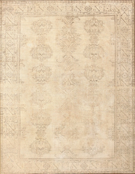 Antique Turkish Oushak rug #46698 Antique Turkish Oushak Rug by Nazmiyal