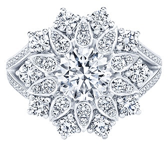 HOW Large Lotus Cluster Diamond Ring HOW Large Lotus Cluster Diamond Ring high end gift for her by Nazmiyal