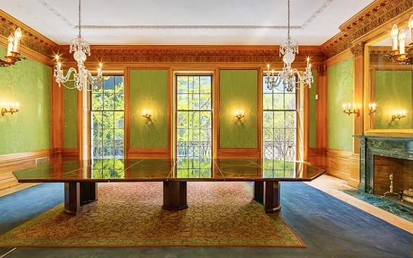 Hot NYC Real Estate - Mansion Living Room Interior With Antique Rug Mansion Living Room Interior With Antique Rug by Nazmiyal