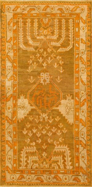 Long and Narrow Antique Turkish Oushak Rug 50502 Nazmiyal