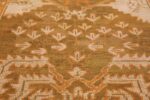 Long and Narrow Antique Turkish Oushak Rug 50502 Ivory Leaves Nazmiyal