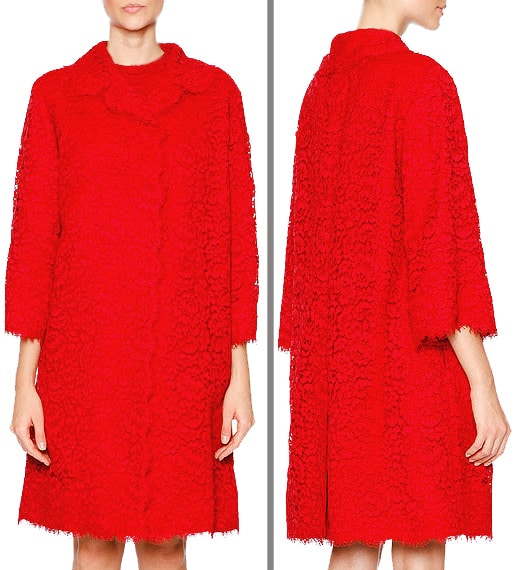 D&G Cordonetto Red Lace Women's Coat Luxury Christmas Gits For Women - D&G Cordonetto Red Lace Women's Coat by Nazmiyal