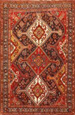 Red Tribal Antique Persian Qashqai Rug 50468 Nazmiyal