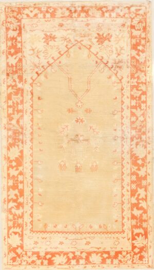 Small Neutral Antique Turkish Oushak Rug 50511 Nazmiyal