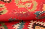 Vibrant and Fine Vintage Sarkoy Turkish Kilim Rug 50443 Geometric Pile Nazmiyal