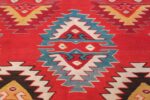 Vibrant and Fine Vintage Sarkoy Turkish Kilim Rug 50443 Light Blue Diamonds Nazmiyal