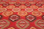 Vibrant and Fine Vintage Sarkoy Turkish Kilim Rug 50443 Yellow Triangles Nazmiyal