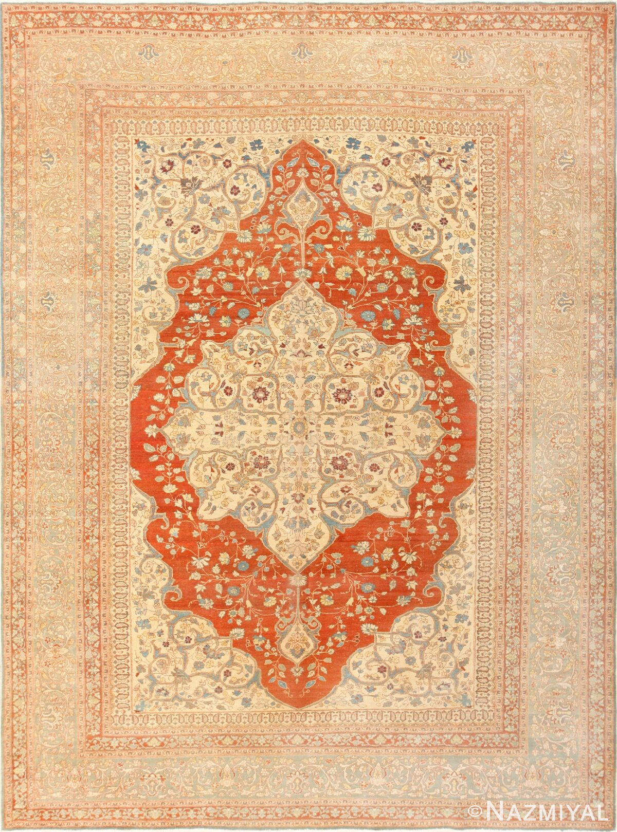 Antique Persian Medallion Tabriz Rug 48647 Nazmiyal
