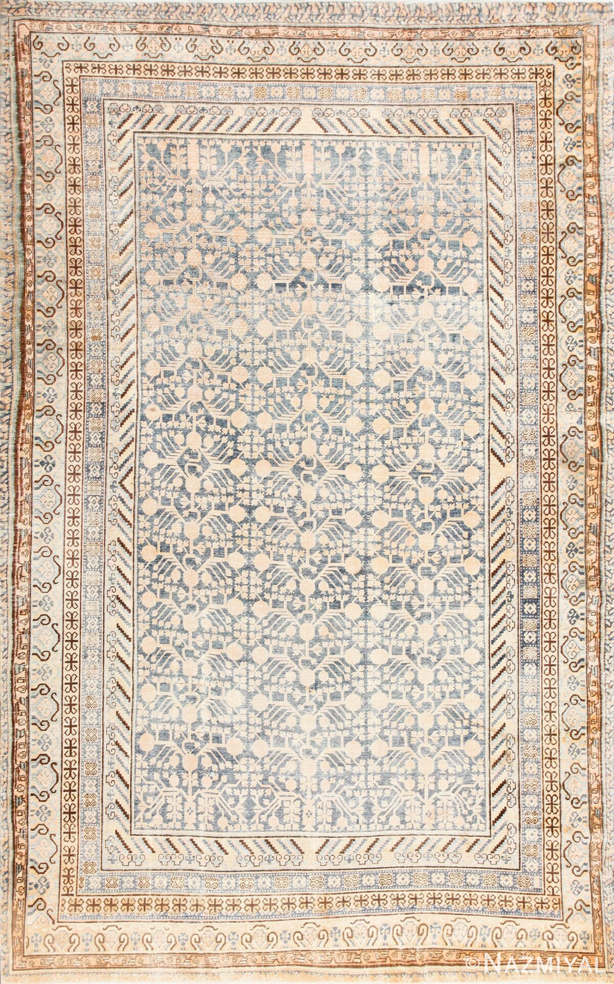 Blue Antique East Turkestan Khotan Rug 50484 Detail/Large View