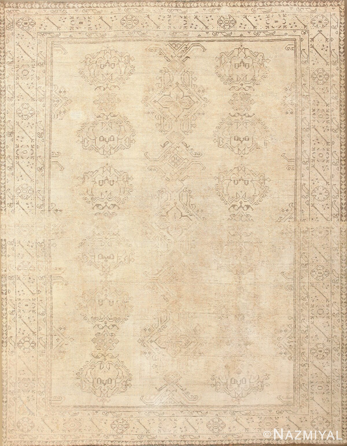 Shabby Chic Antique Turkish Oushak Rug 46698 Nazmiyal