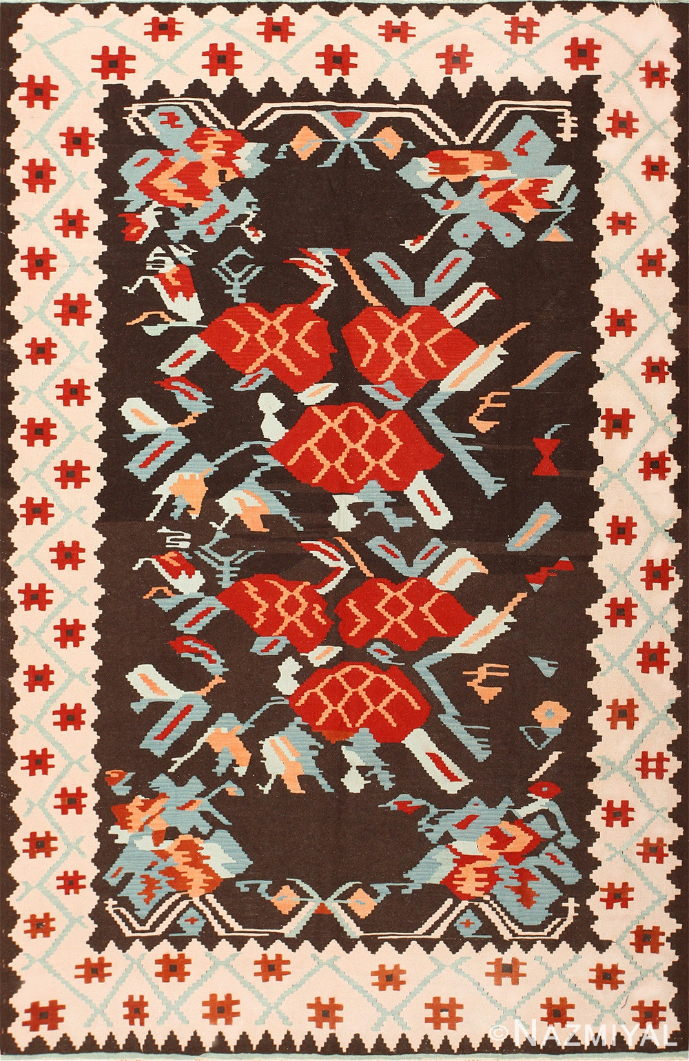 Geometric Vintage Turkish Kilim Carpet 50538 Nazmiyal