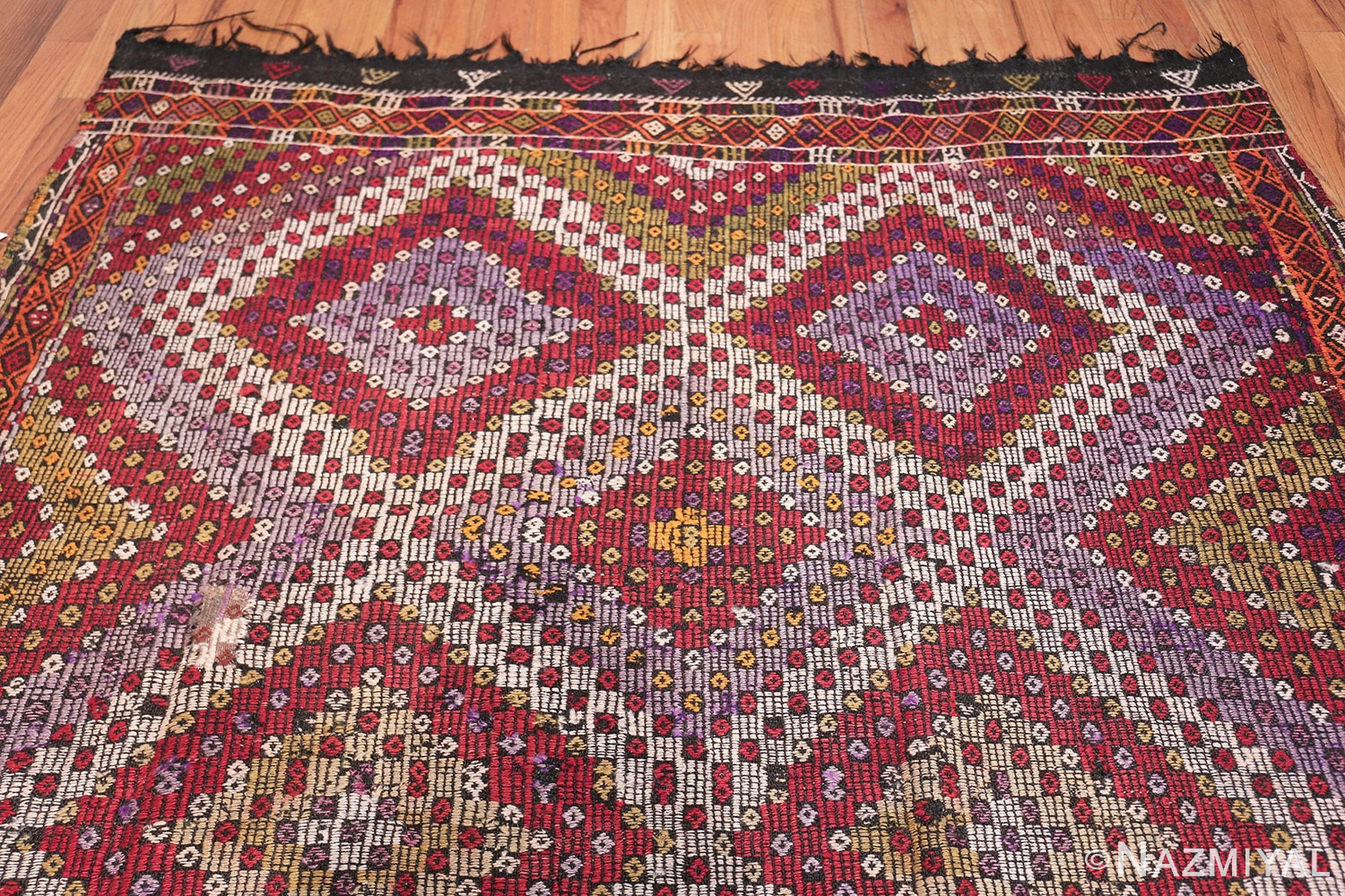 Multi Colored Vintage Turkish Kilim Rug 50534 Top Design Nazmiyal