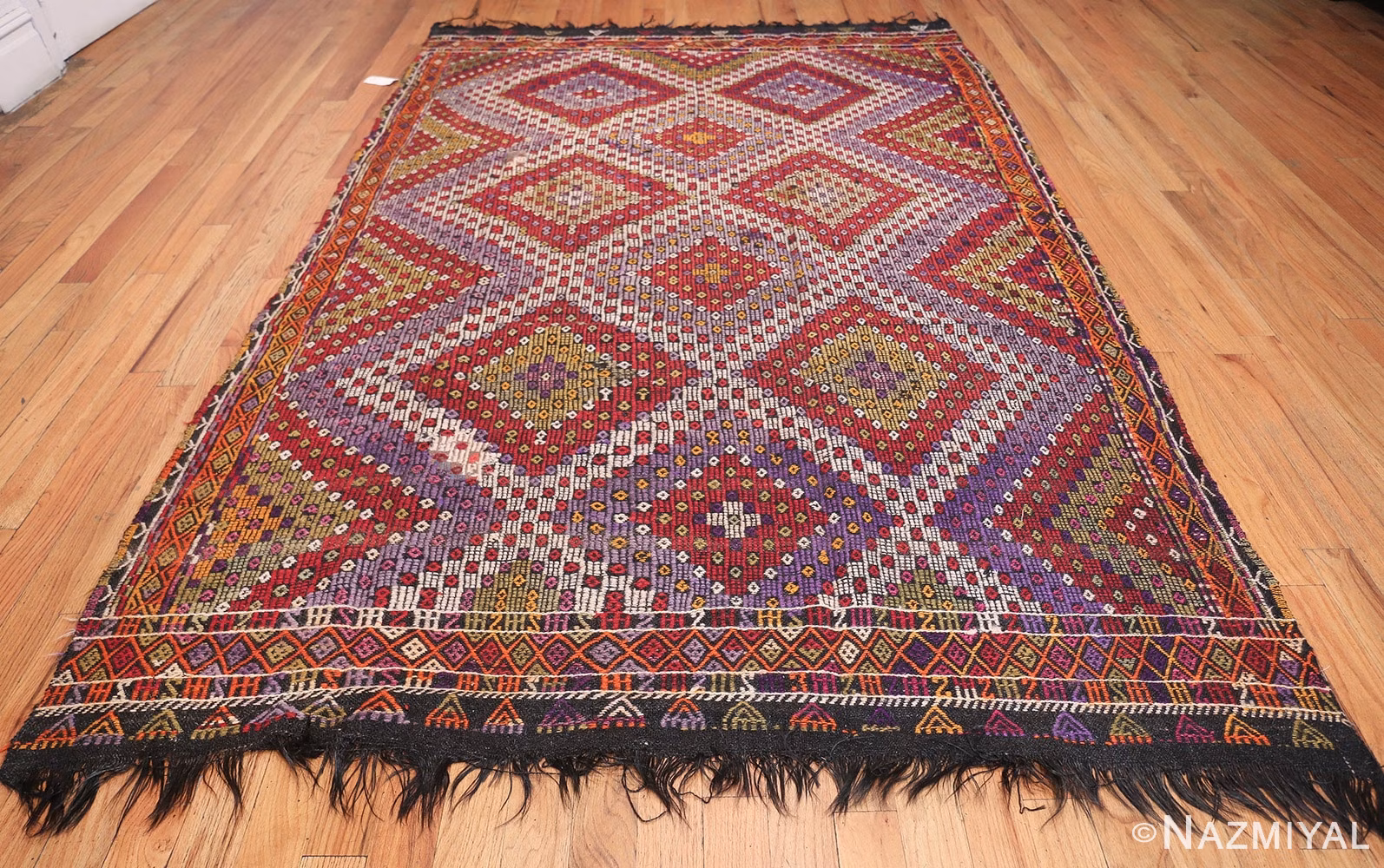Multi Colored Vintage Turkish Kilim Rug 50534 Whole Design Nazmiyal
