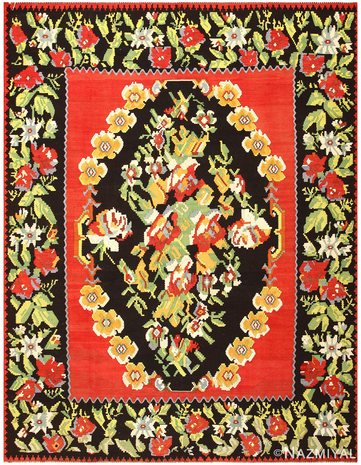 Red Decorative Vintage Turkish Kilim Rug 50478 Nazmiyal