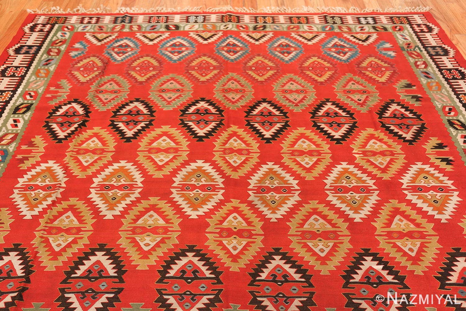 Vibrant and Fine Vintage Sarkoy Turkish Kilim Rug 50443 Colorful Top Nazmiyal