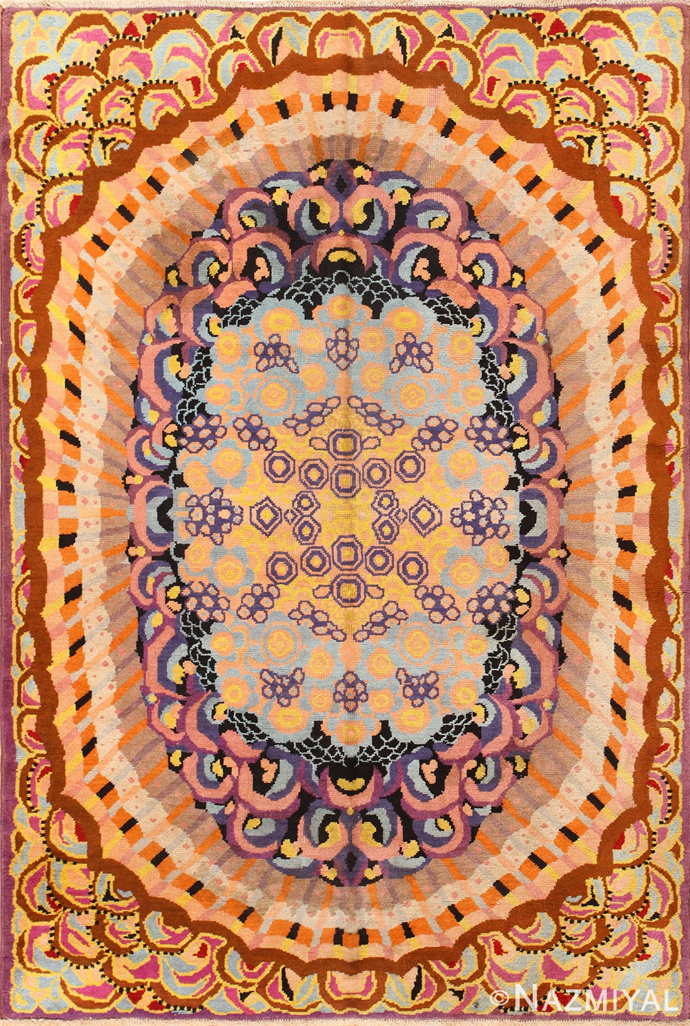 Vintage French Art Deco Rug 50504 Detail/Large View
