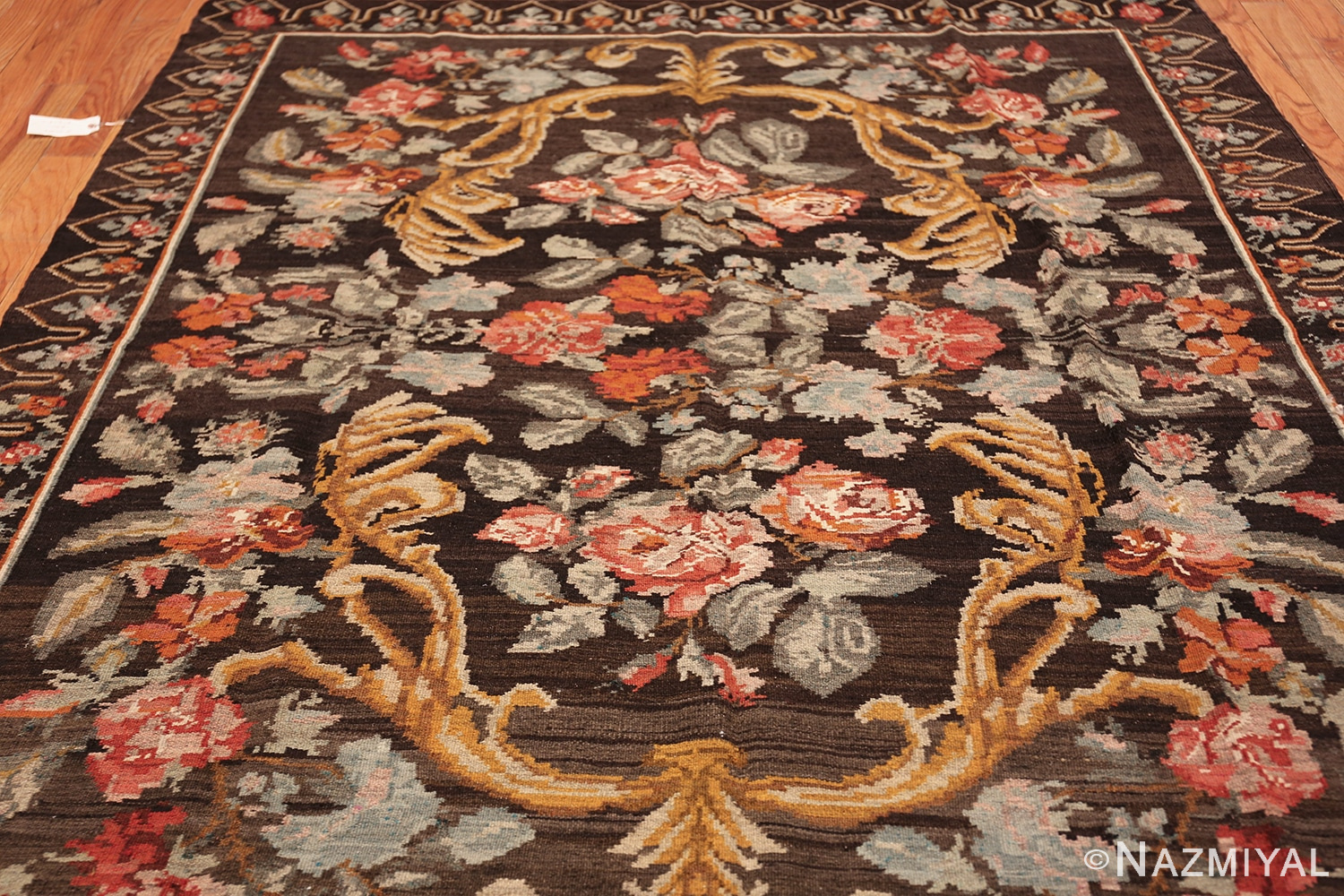 European Floral Design Turkish Kilim Rug 50517 Nazmiyal Antique Rugs