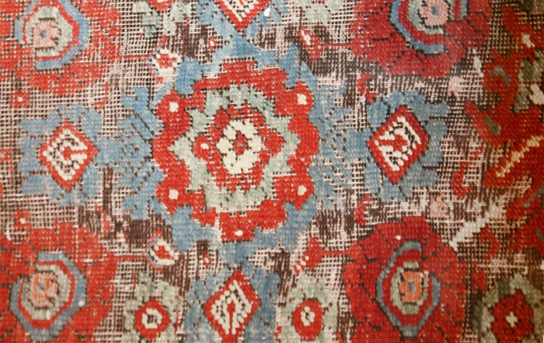 18th Century Turkish Oushak Smyrna Rug Detail 18th Century Turkish Oushak Smyrna Rug Detail - Nazmiyal