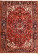 Colorful Antique Persian Heriz Rug 48727 Nazmiyal