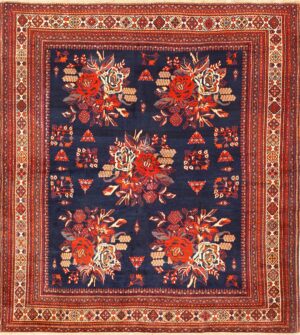 Square Antique Persian Afshar Rug 50397 Nazmiyal