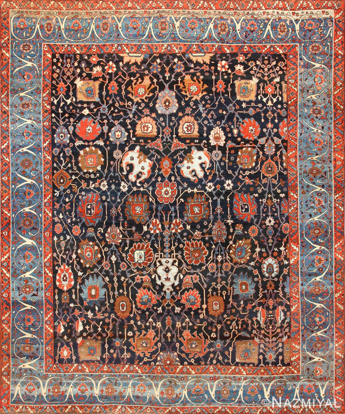 Antique Persian Bakshaish Rug 48720 Nazmiyal