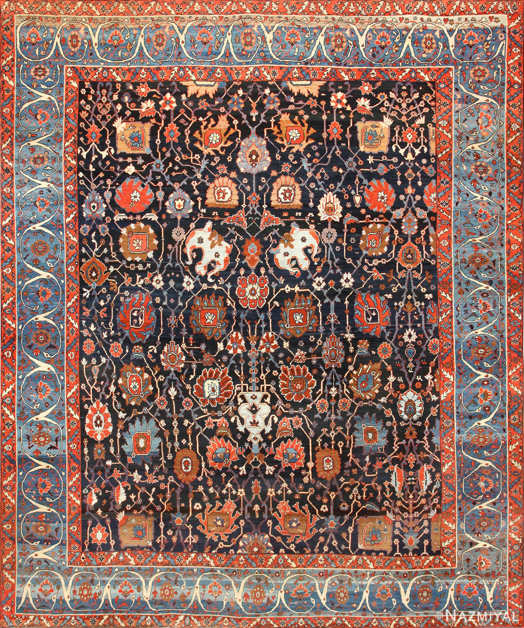 Antique Persian Bakshaish Rug 48720 Nazmiyal