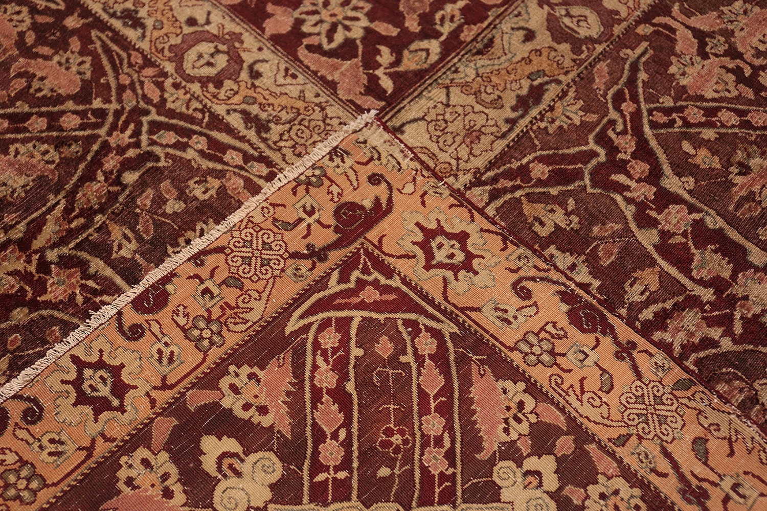 India Rug Red Large Red Antique Indian Agra Rug 44428 by Nazmiyal