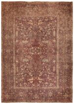 full view of the Large red Antique Indian agra rug 44428 by Nazmiyal