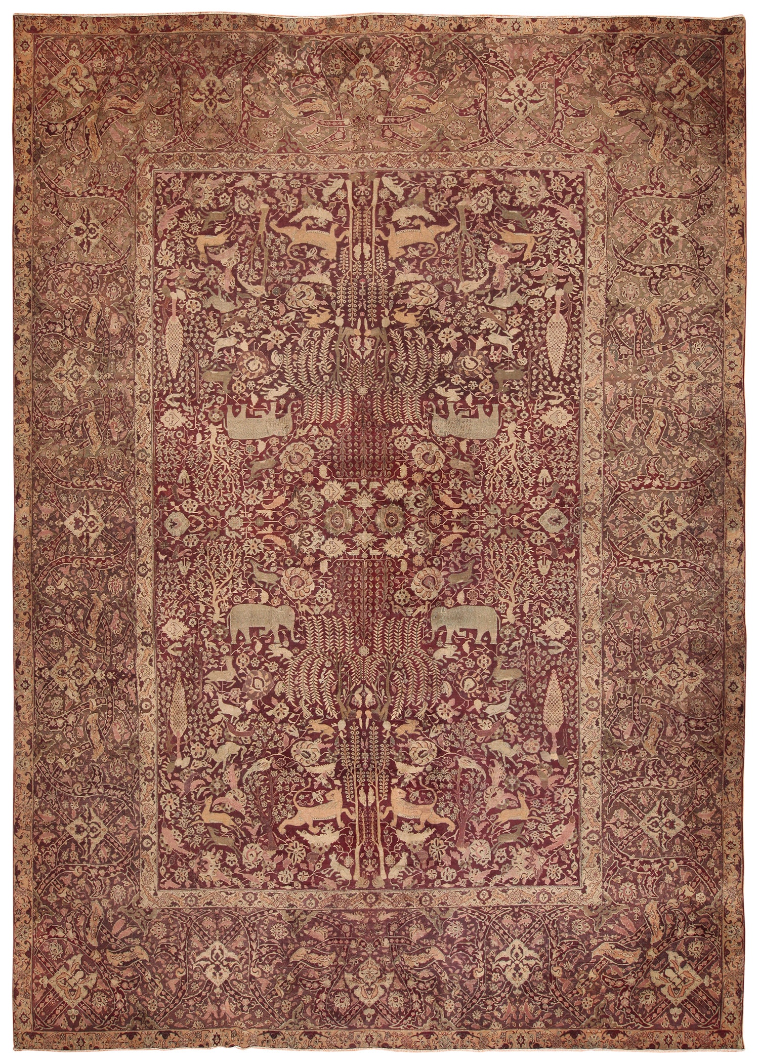 India Rug Red Large Red Antique Indian Agra Rug 44428 by Nazmiyal