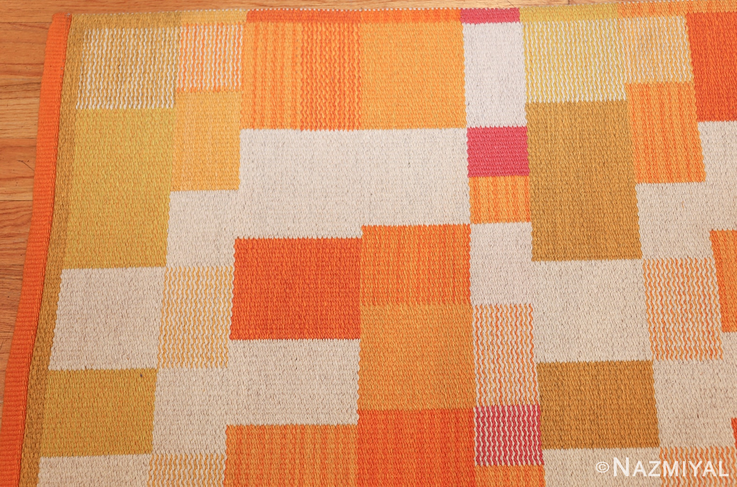 double sided vintage scandinavian swedish rug 48763 corner Nazmiyal