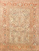 Antique Ivory Background Persian Sultanabad Rug 50576 Nazmiyal