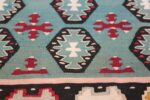 Fine Light Blue Tribal Antique Turkish Kilim Rug 50628 White Cross Nazmiyal