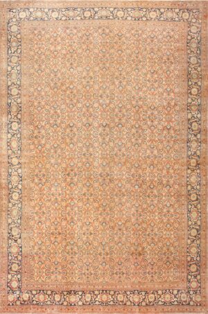 Large Mahi Fish Design Antique Persian Tabriz Rug 50616 Nazmiyal