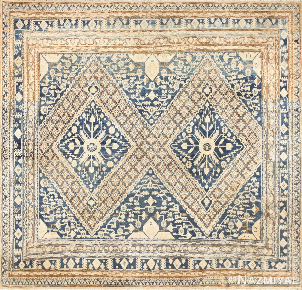 Rare Square Antique Khotan Carpet 47646 Detail/Large View