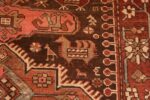 Close-up Small Antique Tribal Caucasian Kazak rug 50582 by Nazmiyal
