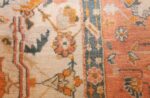 large ivory background turkish antique oushak rug 50666 closeup Nazmiyal