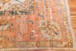 large ivory background turkish antique oushak rug 50666 corner Nazmiyal