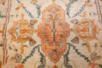 large ivory background turkish antique oushak rug 50666 medallion Nazmiyal