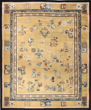 Large Oversized Earth Tone Antique Chinese Rug 48806 Detail/Large View