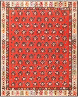 Red Background Tribal Antique Turkish Kilim Rug 50655 Nazmiyal