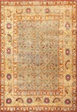 Small Mahi Fish Design Antique Persian Kerman Rug 48799 Nazmiyal