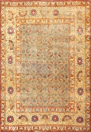 Small Mahi Fish Design Antique Persian Kerman Rug 48799 Nazmiyal