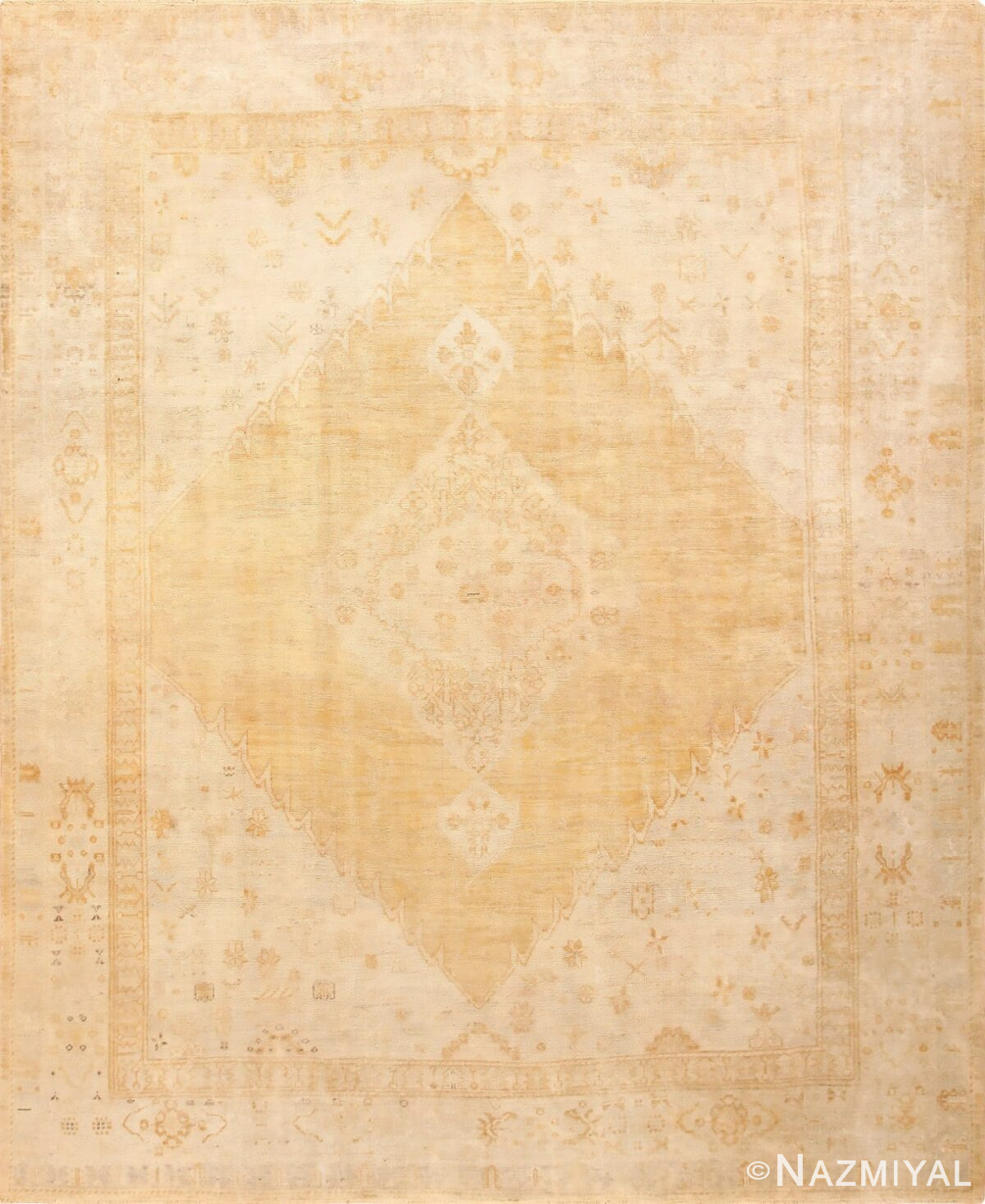 Decorative Room Size Antique Turkish Oushak Rug 50570 Detail/Large View