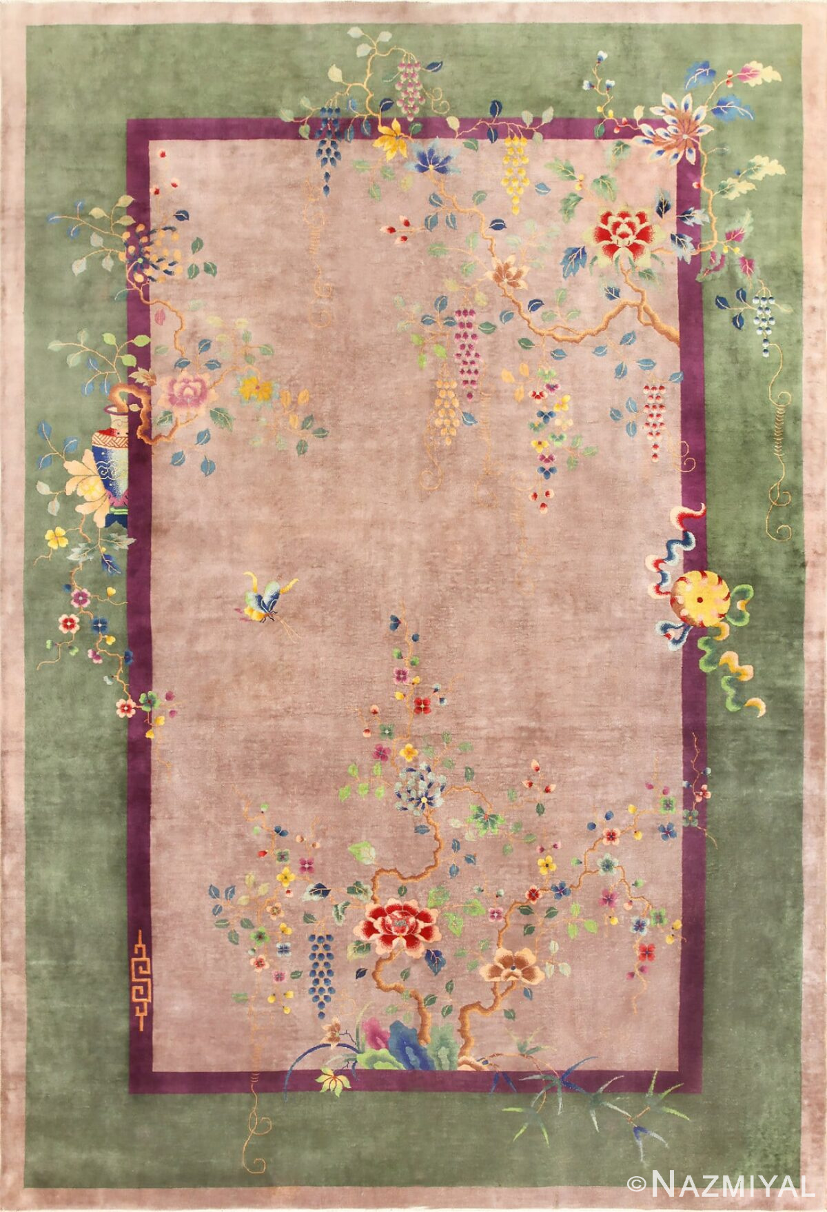 Purple Antique Art Deco Chinese Rug 48769 Nazmiyal